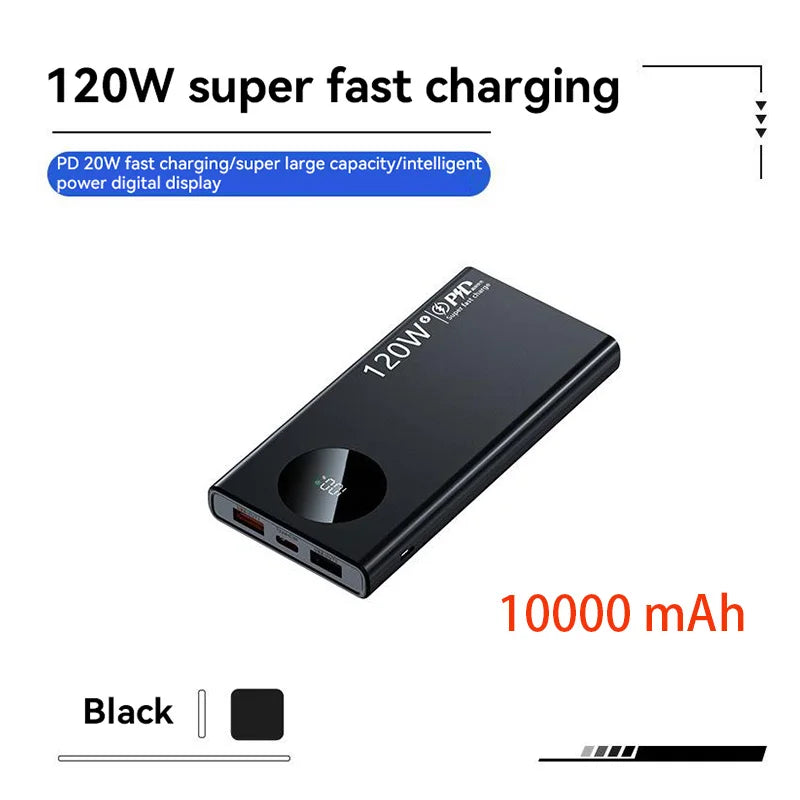 Power Bank 500,000mAh 120W – Carga Rápida para Todo Tipo de Dispositivos