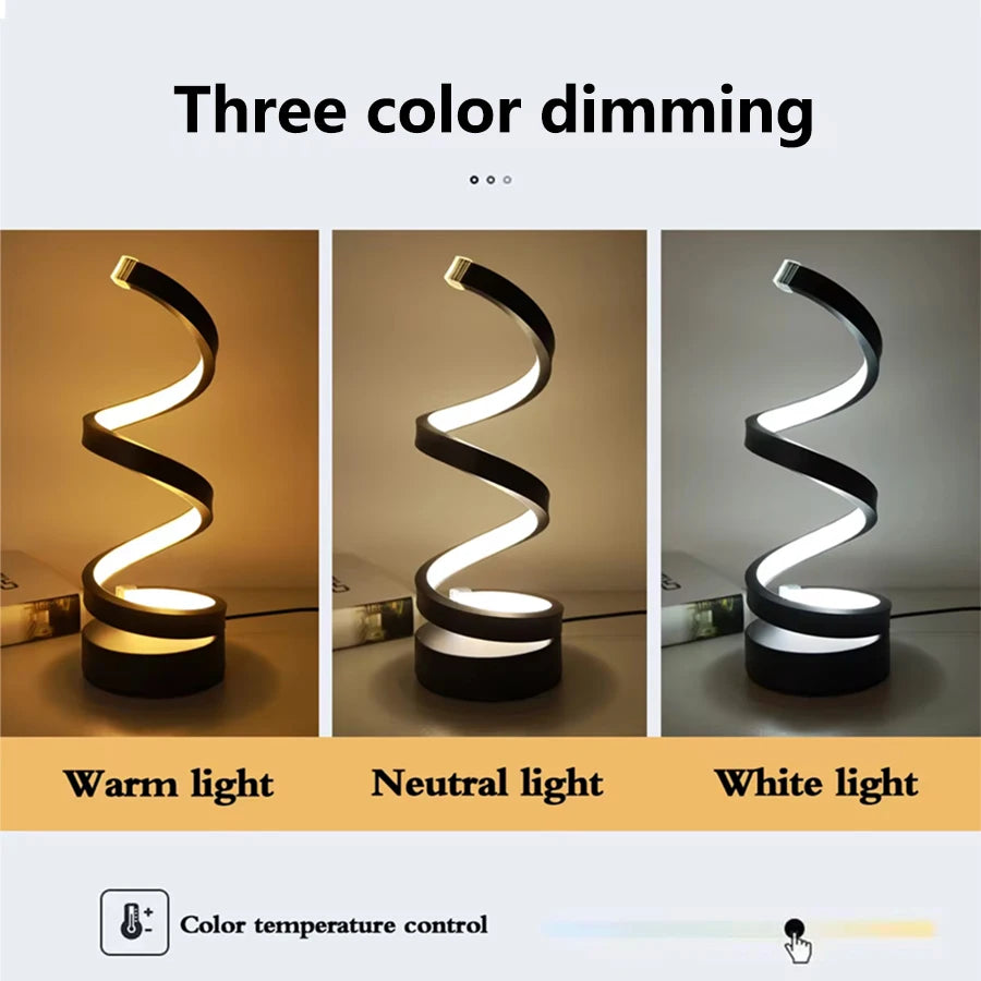Lámpara LED de Mesa en Espiral con Luz Regulable