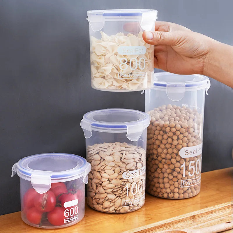 Set de Recipientes Herméticos Transparentes – Organizador de Cocina para Granos y Alimentos